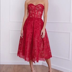 Nadine Merabi Red Olivia Dress Lace Size XS/US0/US2